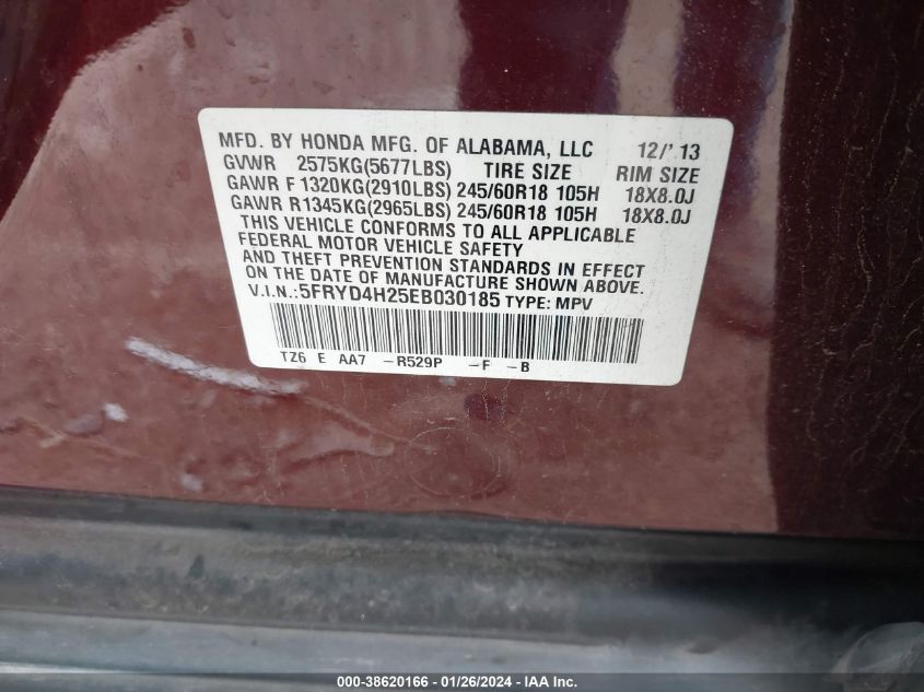 2014 ACURA MDX - 5FRYD4H25EB030185