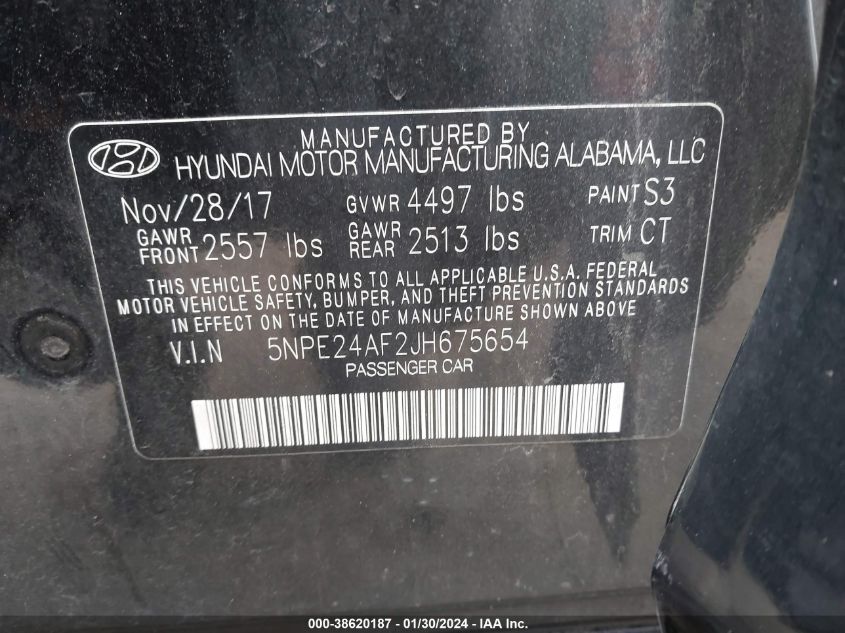 2018 HYUNDAI SONATA SE - 5NPE24AF2JH675654