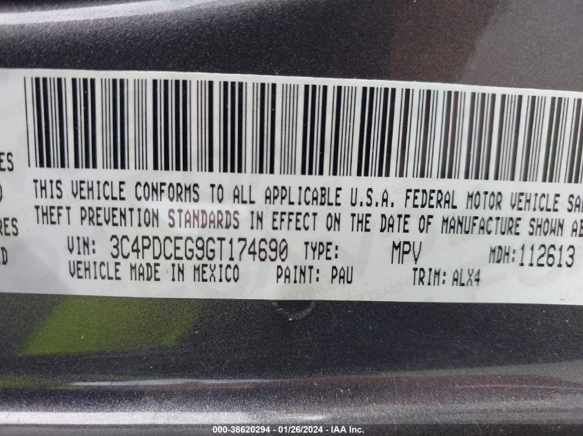 2016 DODGE JOURNEY R/T - 3C4PDCEG9GT174690