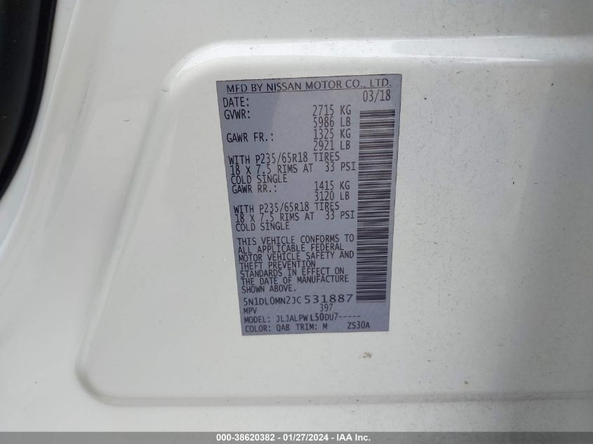 2018 INFINITI QX60 - 5N1DL0MN2JC531887