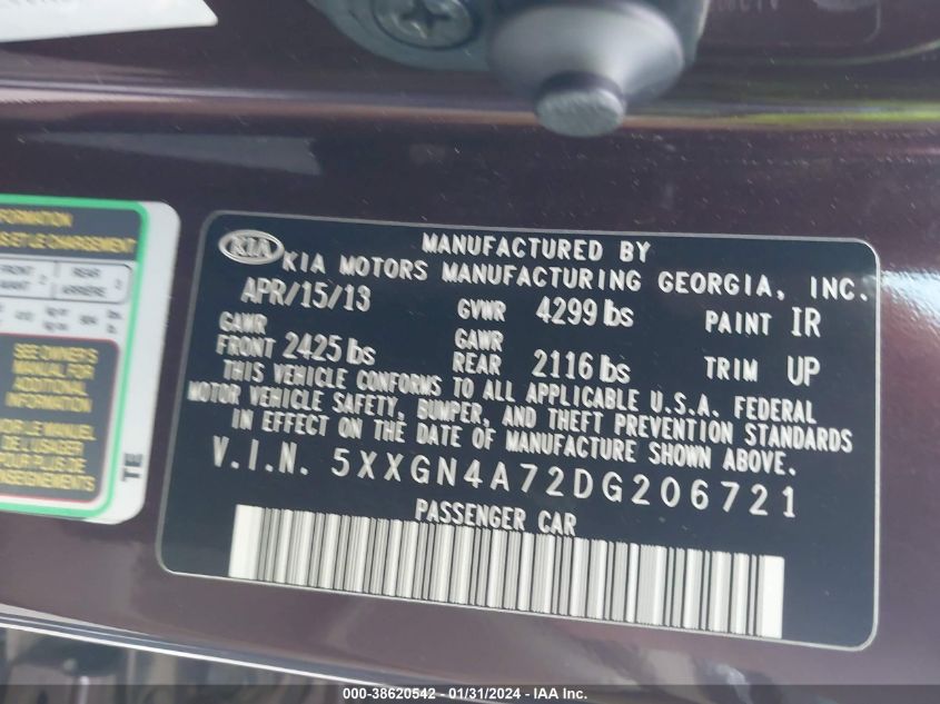 2013 KIA OPTIMA EX - 5XXGN4A72DG206721