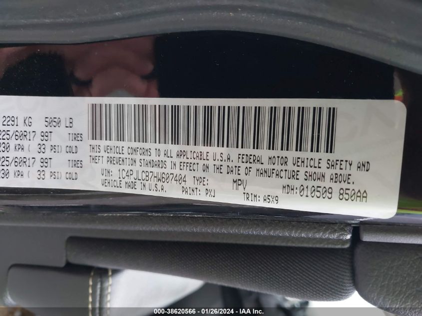 2017 JEEP CHEROKEE LATITUDE FWD - 1C4PJLCB7HW607404