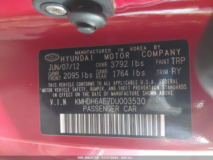 2013 HYUNDAI ELANTRA SE - KMHDH6AE7DU003530