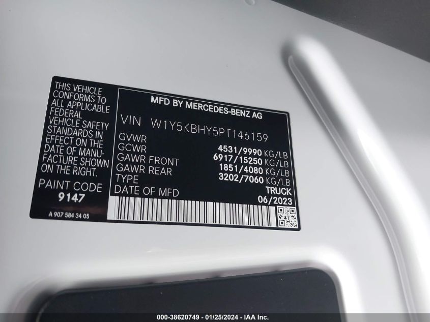 2023 MERCEDES-BENZ SPRINTER 3500 STANDARD ROOF 4-CYL DIESEL W1Y5KBHY5PT146159