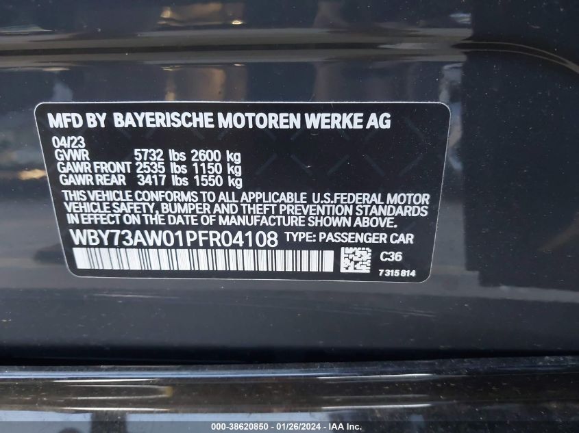 2023 BMW I4 EDRIVE40 WBY73AW01PFR04108