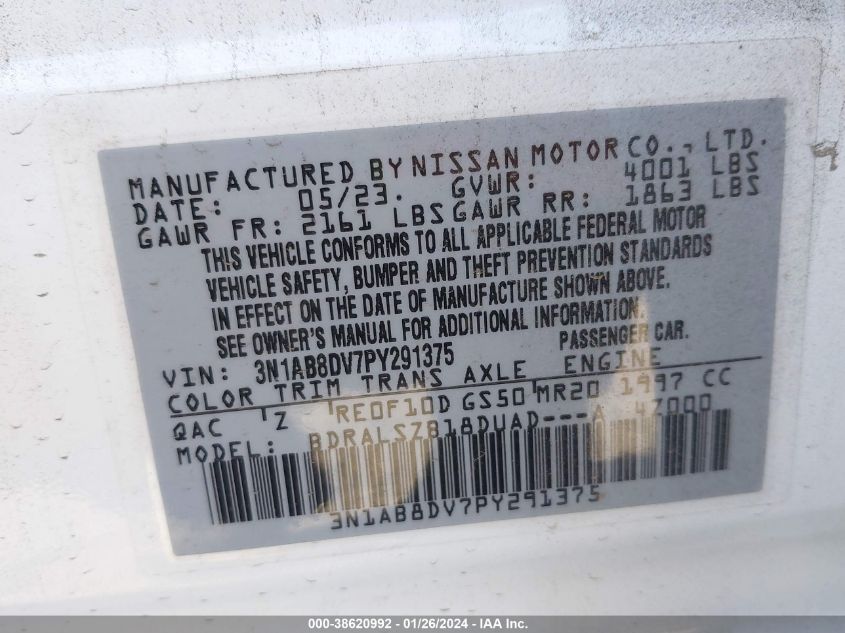 2023 NISSAN SENTRA SR - 3N1AB8DV7PY291375