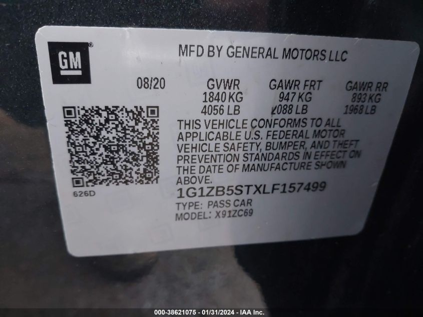 2020 CHEVROLET MALIBU FWD LS - 1G1ZB5STXLF157499