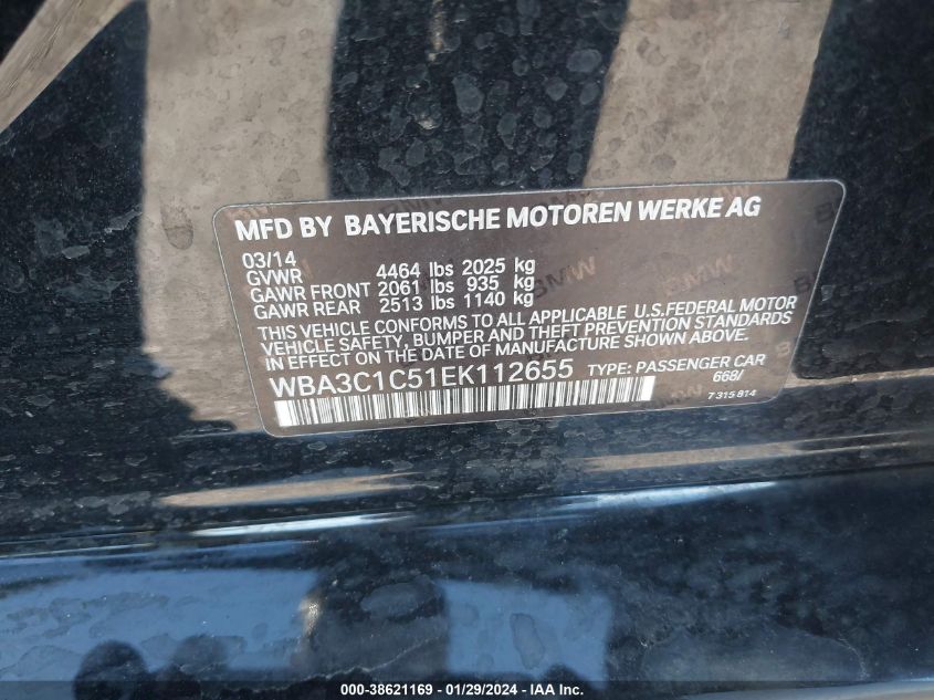 2014 BMW 328I - WBA3C1C51EK112655