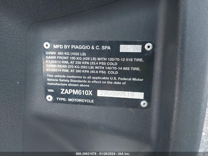 2009 PIAGGIO MP3 500 ZAPM610X295000518