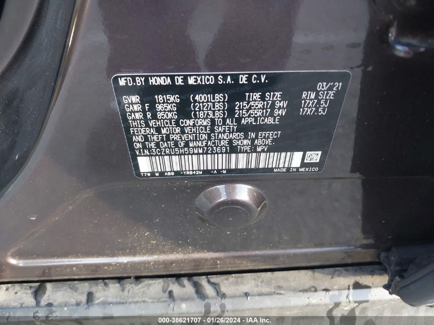 2021 HONDA HR-V EX - 3CZRU5H59MM723691