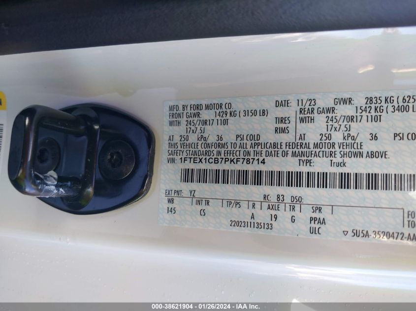 2023 FORD F150 SUPER CAB - 1FTEX1CB7PKR78714