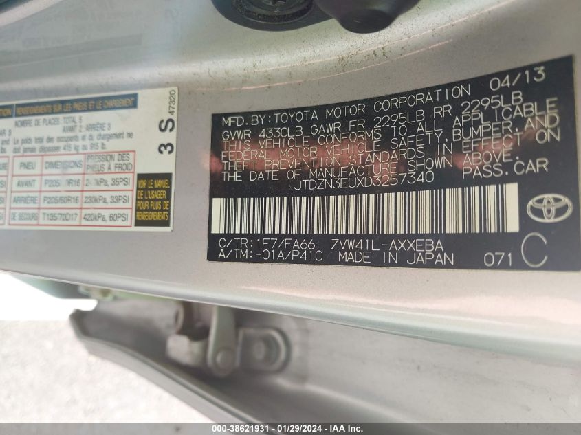 2013 TOYOTA PRIUS V THREE - JTDZN3EUXD3257340