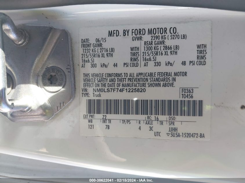 2015 FORD TRANSIT CONNECT XLT - NM0LS7F74F1225820