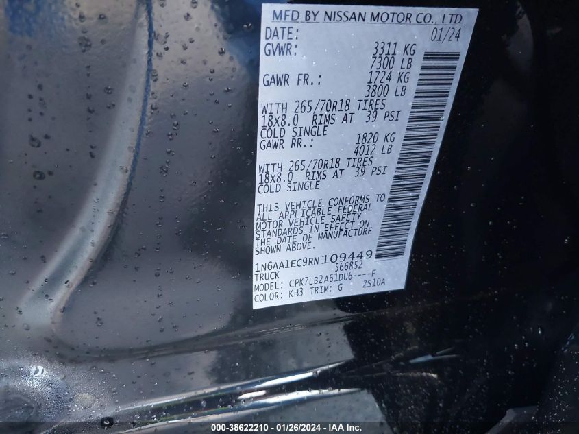 2024 NISSAN TITAN SV - 1N6AA1EC9RN109449