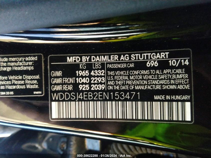 2014 MERCEDES-BENZ CLA 250 - WDDSJ4EB2EN153471