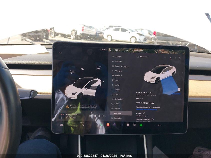 2019 TESLA MODEL 3 LONG RANGE/MID RANGE/STANDARD RANGE/STANDARD RANGE PLUS - 5YJ3E1EA2KF401463