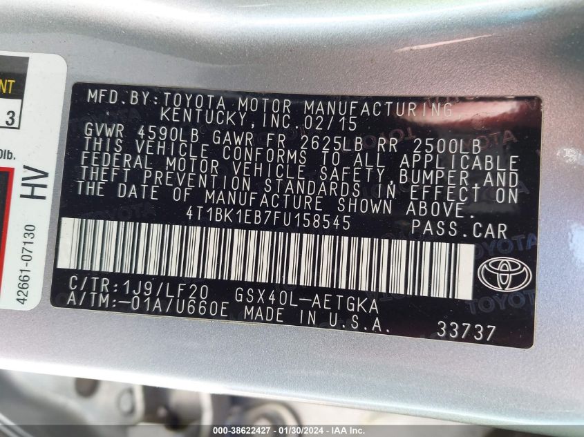 2015 TOYOTA AVALON XLE PREMIUM - 4T1BK1EB7FU158545