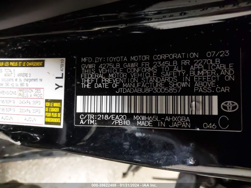 2023 TOYOTA PRIUS XLE AWD-E - JTDADABU8P3005857
