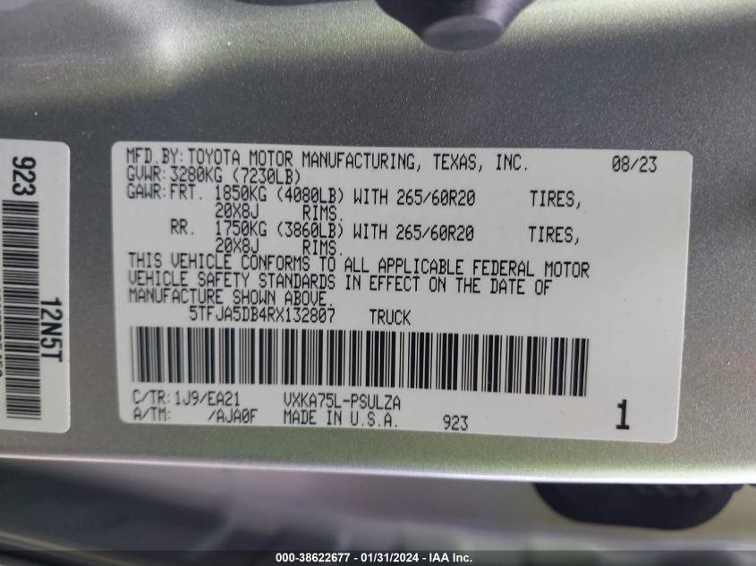 2024 TOYOTA TUNDRA LIMITED - 5TFJA5DB4RX132807