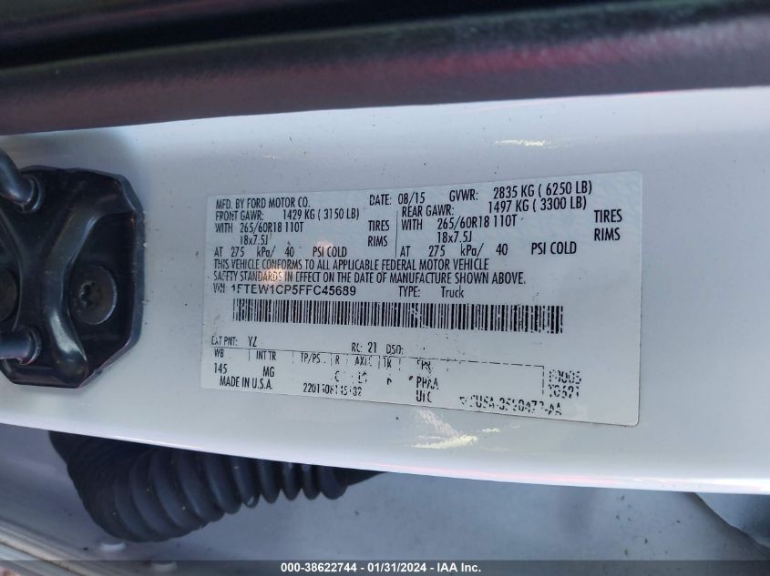 2015 FORD F-150 XLT - 1FTEW1CP5FFC45689