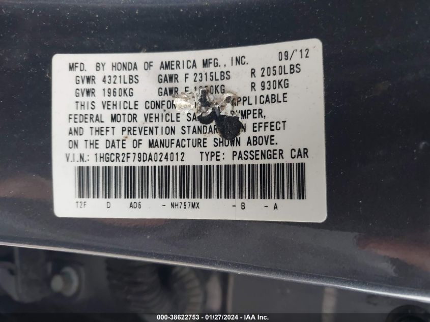 2013 HONDA ACCORD EX - 1HGCR2F79DA024012