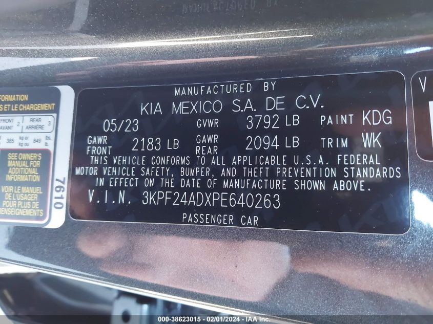 2023 KIA FORTE LXS - 3KPF24ADXPE640260
