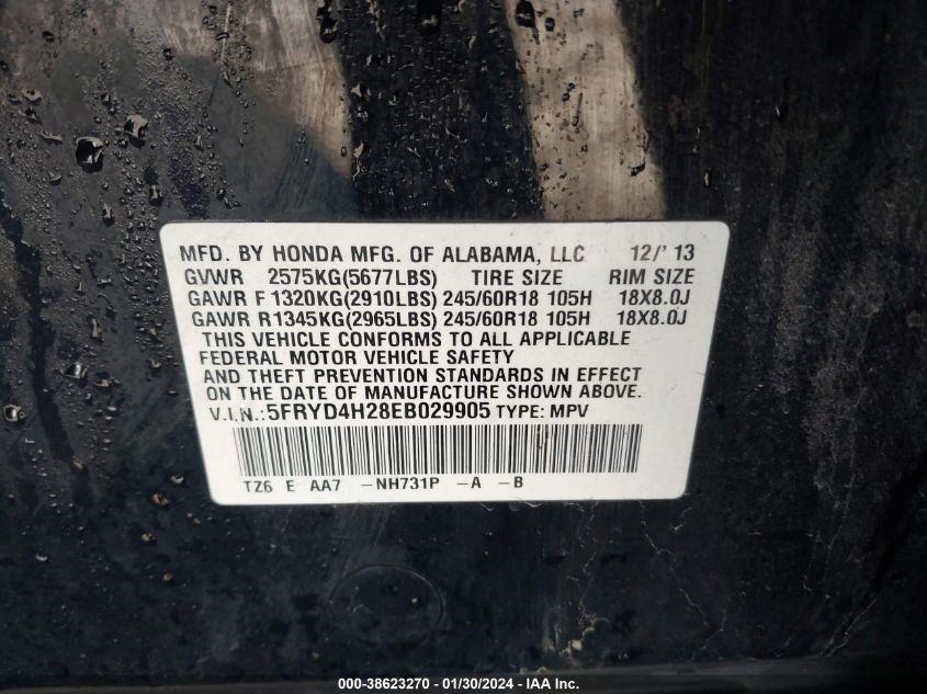 2014 ACURA MDX - 5FRYD4H28EB029905