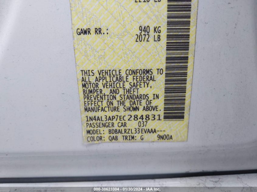 2014 NISSAN ALTIMA 2.5/S/SV/SL - 1N4AL3AP7EC284831
