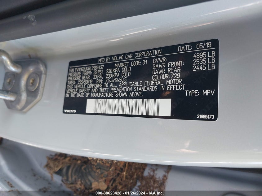 VIN YV4162UK6L2187437 2020 VOLVO XC40 T5 MOMENTUM