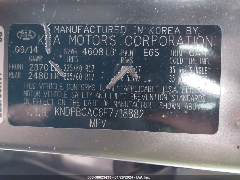 2015 KIA SPORTAGE LX - KNDPBCAC6F7718882
