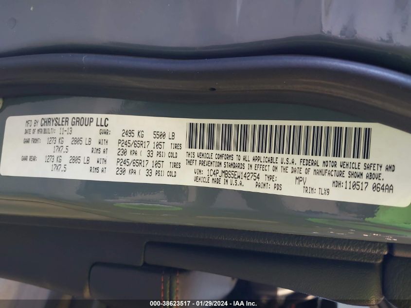 2014 JEEP CHEROKEE TRAILHAWK - 1C4PJMBS5EW142754