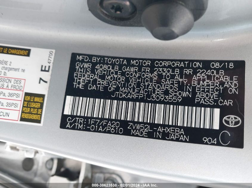 2018 TOYOTA PRIUS PRIME PLUS - JTDKARFP1J3093559