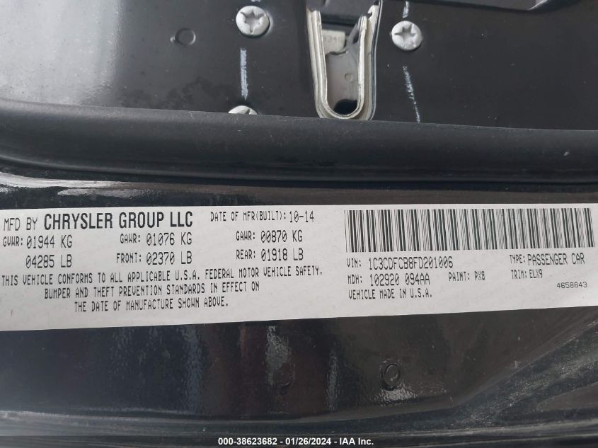 2015 DODGE DART LIMITED - 1C3CDFCB8FD201006