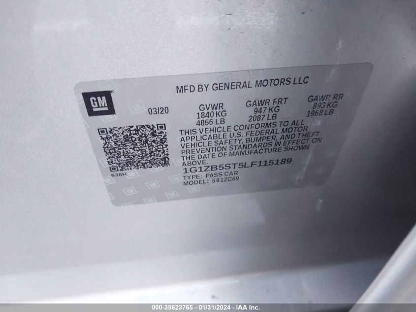 2020 CHEVROLET MALIBU LS - 1G1ZB5ST5LF115189