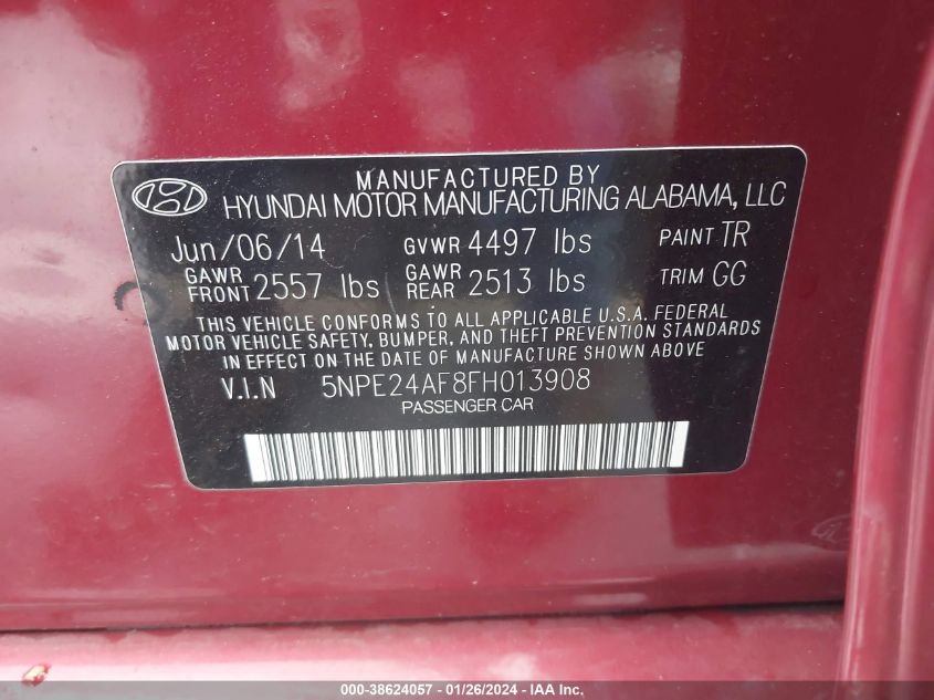 2015 HYUNDAI SONATA SE - 5NPE24AF8FH013908