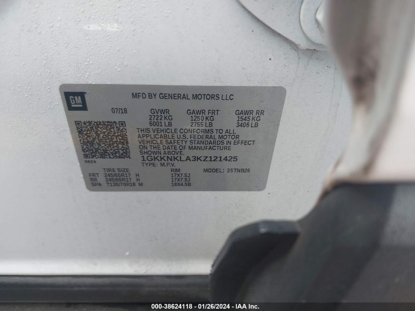 2019 GMC ACADIA SLE-1 - 1GKKNKLA3KZ121425