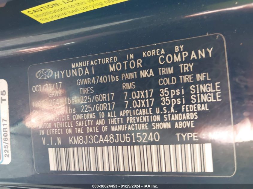 2018 HYUNDAI TUCSON SEL PLUS - KM8J3CA48JU615240