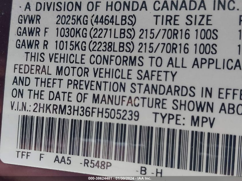 2015 HONDA CR-V LX - 2HKRM3H36FH505239