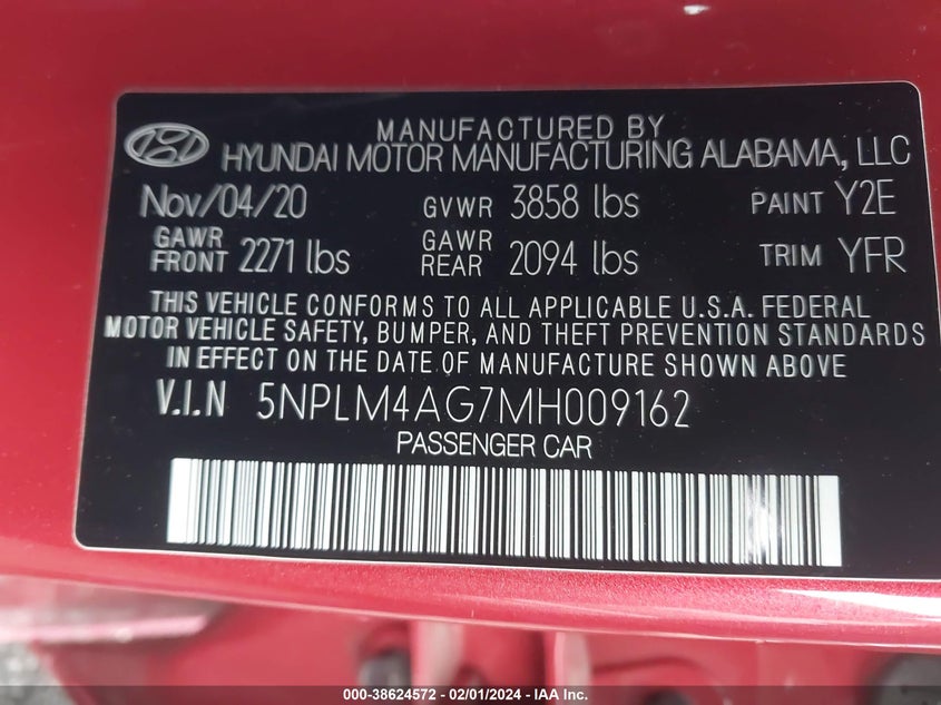 VIN 5NPLM4AG7MH009162 2021 HYUNDAI ELANTRA SEL