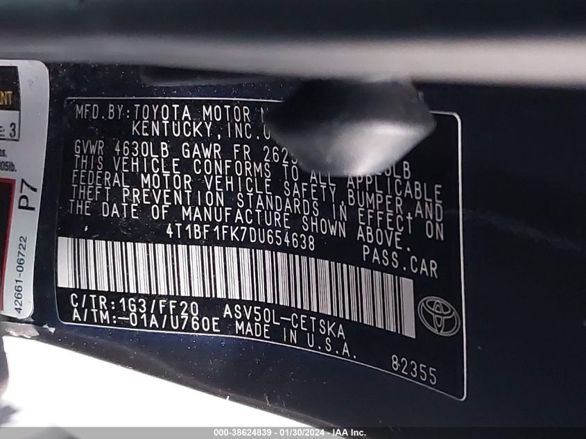 2013 TOYOTA CAMRY SE - 4T1BF1FK7DU654638