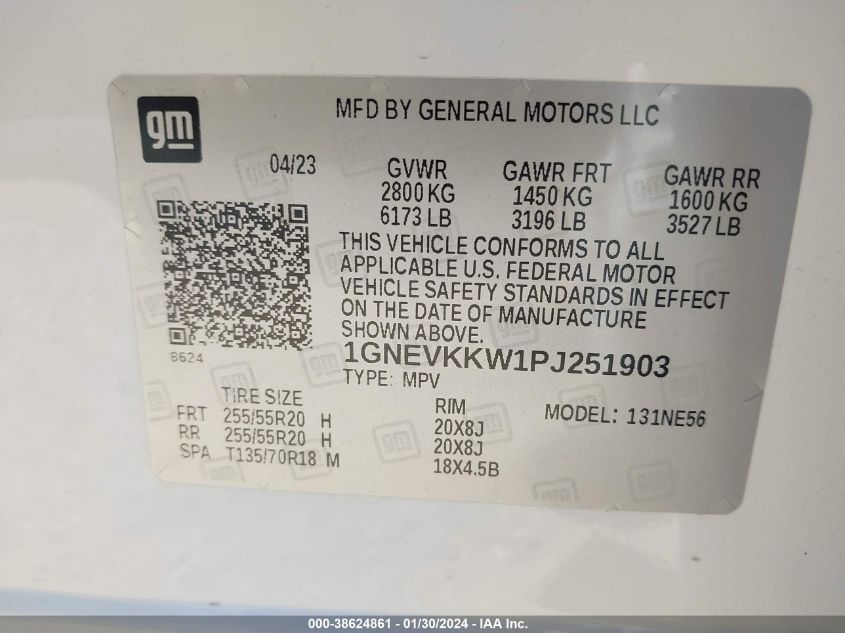 2023 CHEVROLET TRAVERSE PREMIER - 1GNEVKKW1PJ251903