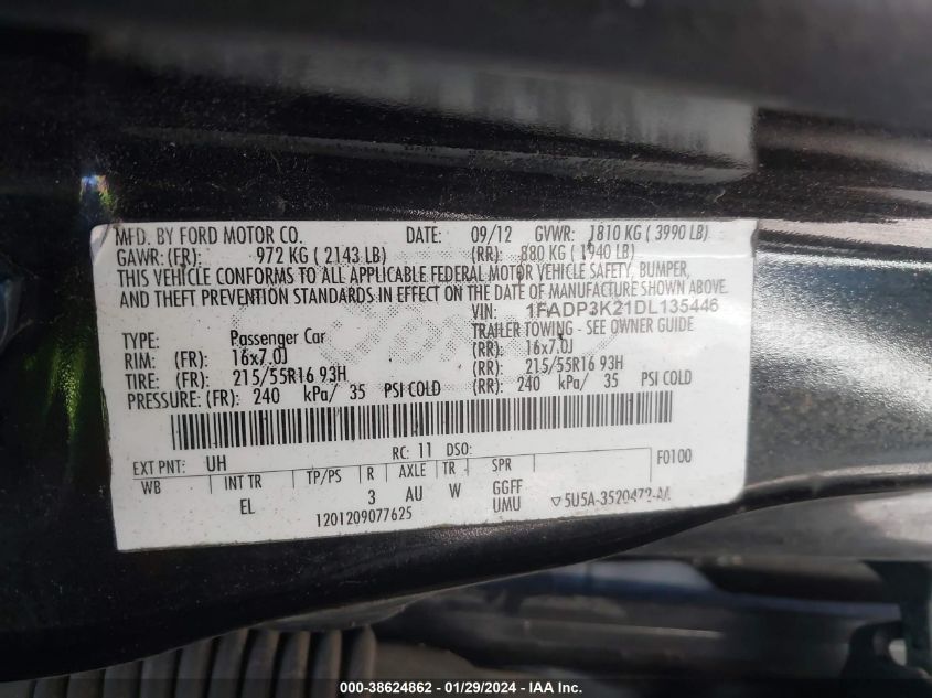 2013 FORD FOCUS SE - 1FADP3K21DL135446