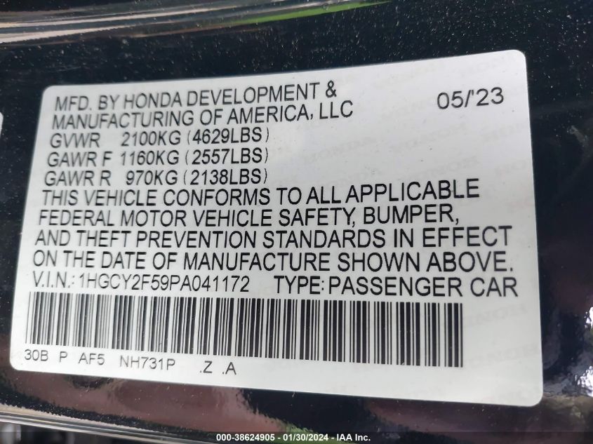 2023 HONDA ACCORD HYBRID SPORT - 1HGCY2F59PA041172