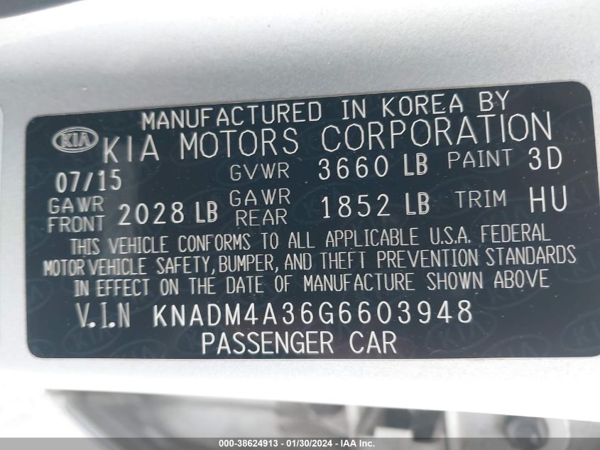2016 KIA RIO LX - KNADM4A36G6603948