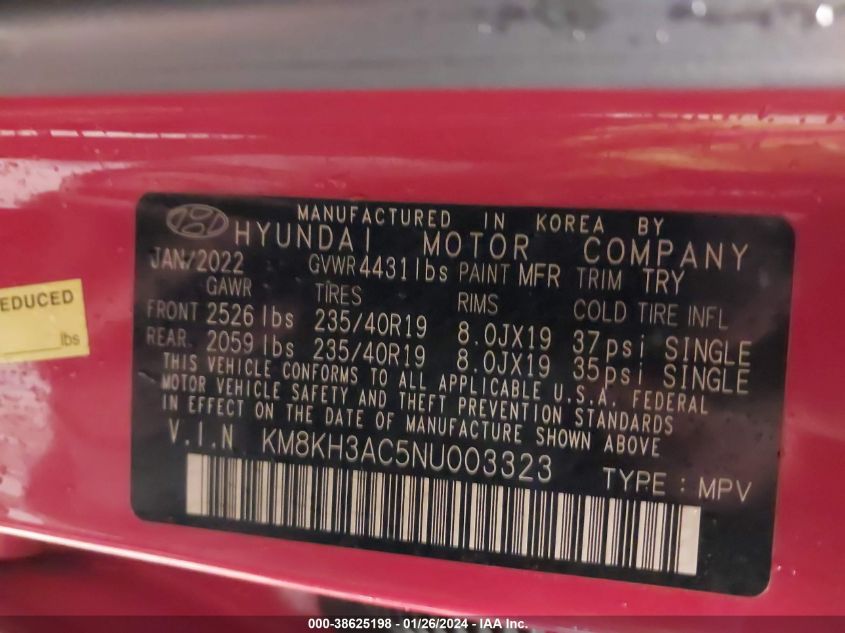 2022 HYUNDAI KONA N - KM8KH3AC5NU003323