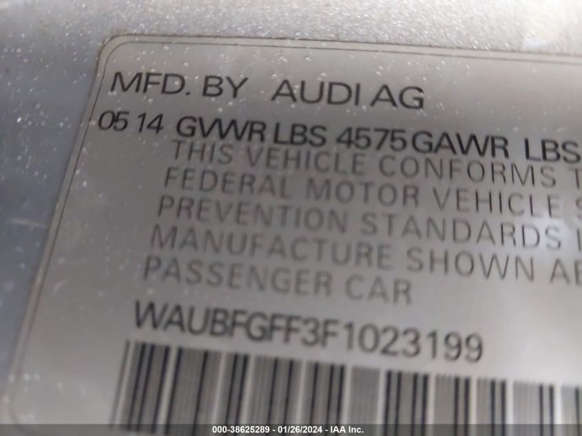 VIN WAUBFGFF3F1023199 2015 AUDI A3 no.9