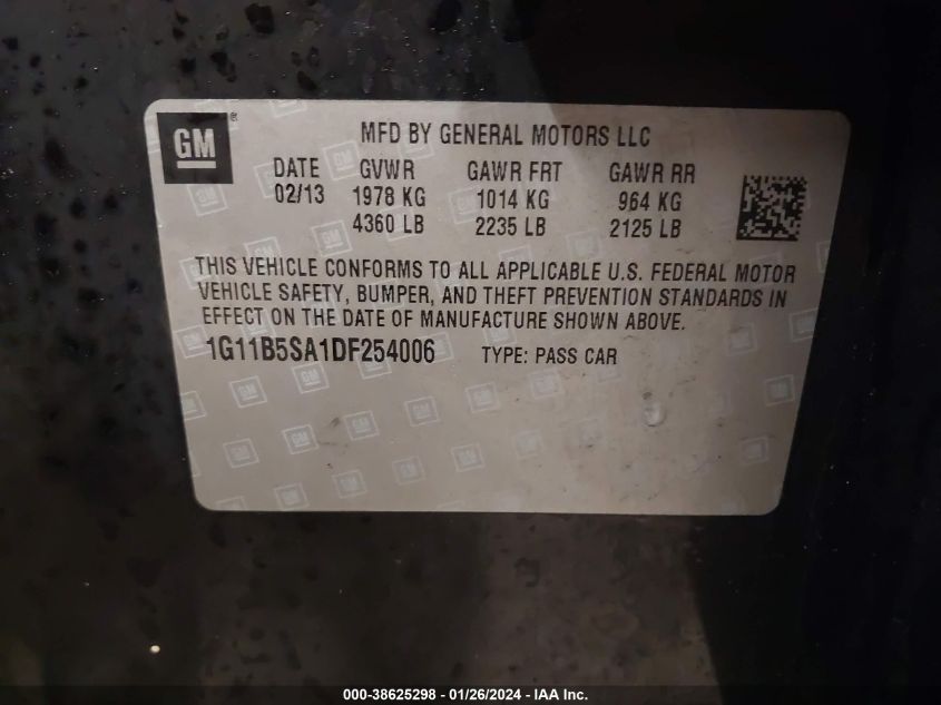 2013 CHEVROLET MALIBU 1LS - 1G11B5SA1DF254006