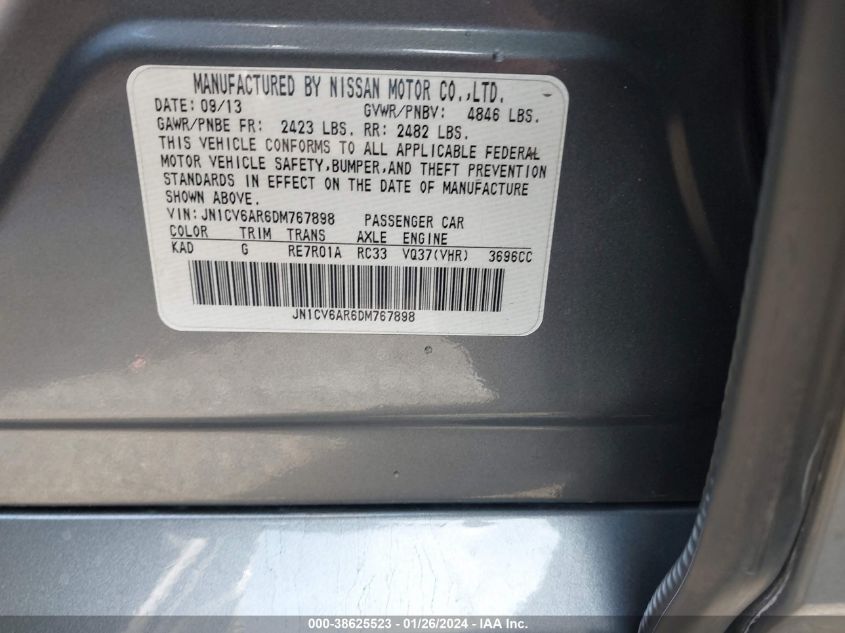 2013 INFINITI G37X JN1CV6AR6DM767898