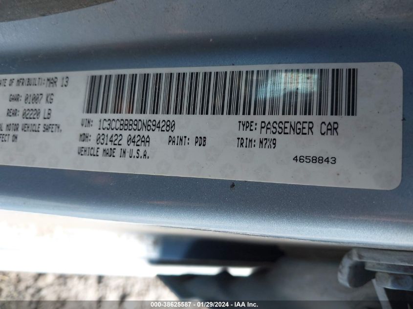 2013 CHRYSLER 200 TOURING - 1C3CCBBB9DN694280