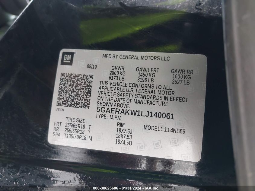 2020 BUICK ENCLAVE PREFERRED - 5GAERAKW1LJ140061